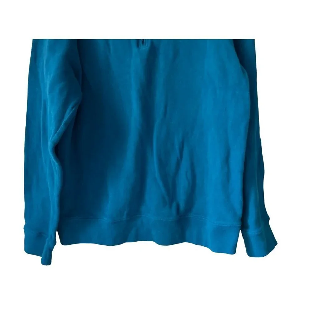 Men's Large Land's End 1/4 Zip Pullover Sweater 100% Cotton Blue